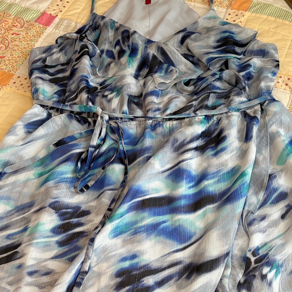 Jennifer Lopez Blue and Black Prom Dress
